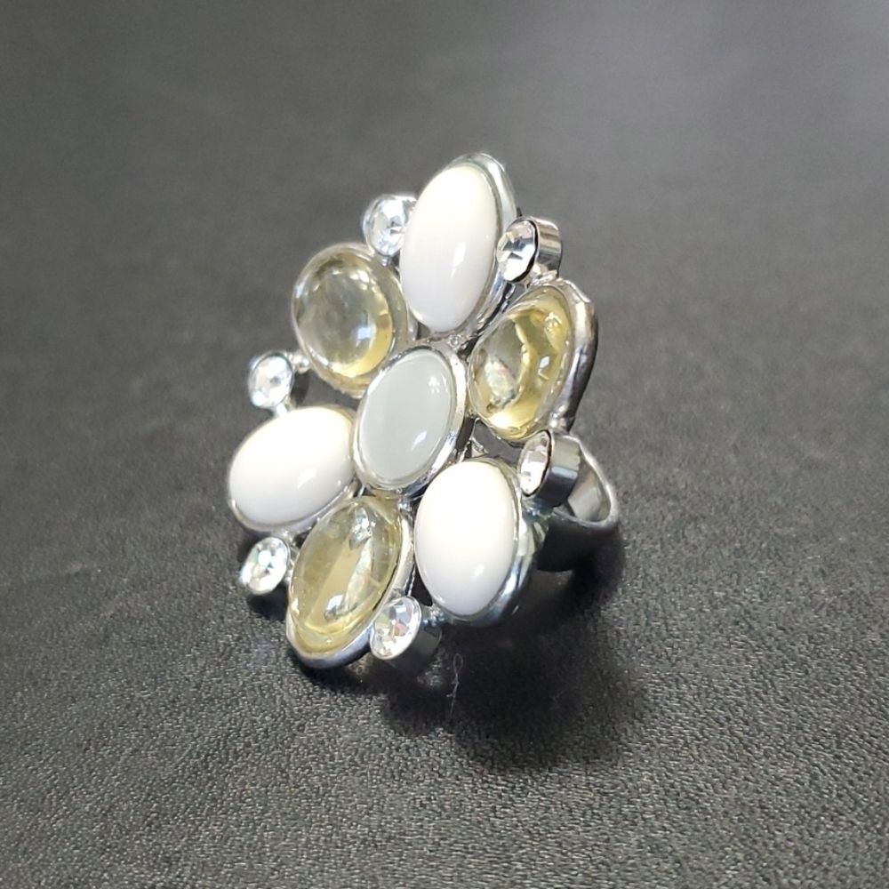Silver Tone Glass Statement Ring - image 4